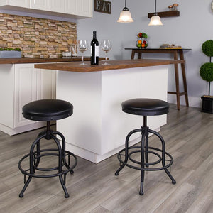 24'' Counter Height Stool with Swivel Lift Black LeatherSoft Seat - Flash Furniture