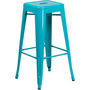 Commercial Grade 30'' High Backless Crystal Teal-Blue Indoor-Outdoor Barstool - Flash Furniture