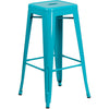 Commercial Grade 30'' High Backless Crystal Teal-Blue Indoor-Outdoor Barstool - Flash Furniture