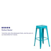 Commercial Grade 30'' High Backless Crystal Teal-Blue Indoor-Outdoor Barstool - Flash Furniture