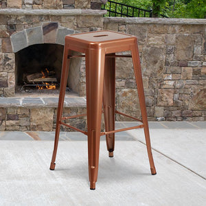 Commercial Grade 30'' High Backless Copper Indoor-Outdoor Barstool - Flash Furniture