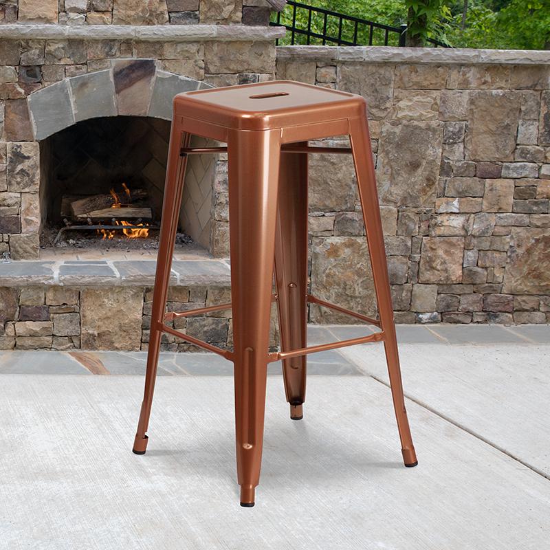 Commercial Grade 30'' High Backless Copper Indoor-Outdoor Barstool - Flash Furniture
