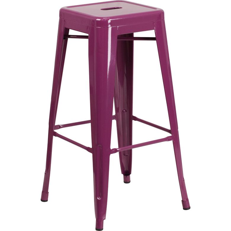 Commercial Grade 30'' High Backless Purple Indoor-Outdoor Barstool - Flash Furniture
