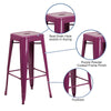 Commercial Grade 30'' High Backless Purple Indoor-Outdoor Barstool - Flash Furniture