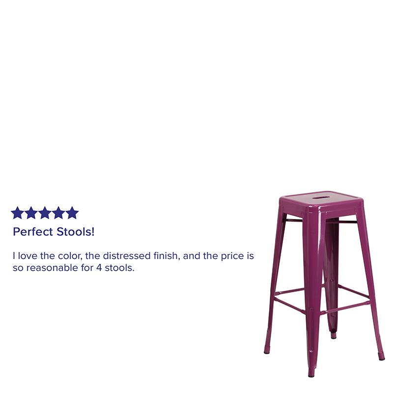 Commercial Grade 30'' High Backless Purple Indoor-Outdoor Barstool - Flash Furniture