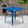 Commercial Grade 31.5'' Square Blue Metal Indoor-Outdoor Table - Flash Furniture