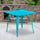Commercial Grade 31.5'' Square Crystal Teal-Blue Metal Indoor-Outdoor Table - Flash Furniture
