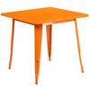 31.5'' Square Orange Metal Indoor-Outdoor Table Set with 4 Arm Chairs - Flash Furniture