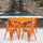 31.5'' Square Orange Metal Indoor-Outdoor Table Set with 4 Arm Chairs - Flash Furniture