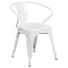 31.5'' Square White Metal Indoor-Outdoor Table Set with 4 Arm Chairs - Flash Furniture