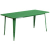 31.5'' x 63'' Rectangular Green Metal Indoor-Outdoor Table Set with 4 Arm Chairs - Flash Furniture
