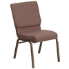 18.5''W Stacking Church Chair in Brown Dot Fabric - Gold Vein Frame - Flash Furniture