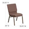 18.5''W Stacking Church Chair in Brown Dot Fabric - Gold Vein Frame - Flash Furniture