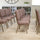 18.5''W Stacking Church Chair in Brown Dot Fabric - Gold Vein Frame - Flash Furniture