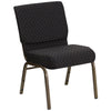 21''W Stacking Church Chair in Black Dot Patterned Fabric - Gold Vein Frame - Flash Furniture