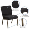 21''W Stacking Church Chair in Black Dot Patterned Fabric - Gold Vein Frame - Flash Furniture
