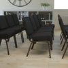 21''W Stacking Church Chair in Black Dot Patterned Fabric - Gold Vein Frame - Flash Furniture