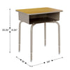 Desk with Open Front Metal Book Box, Maple Desktop, Black Stack Chair - Flash Furniture