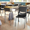 Desk with Open Front Metal Book Box, Maple Desktop, Black Stack Chair - Flash Furniture
