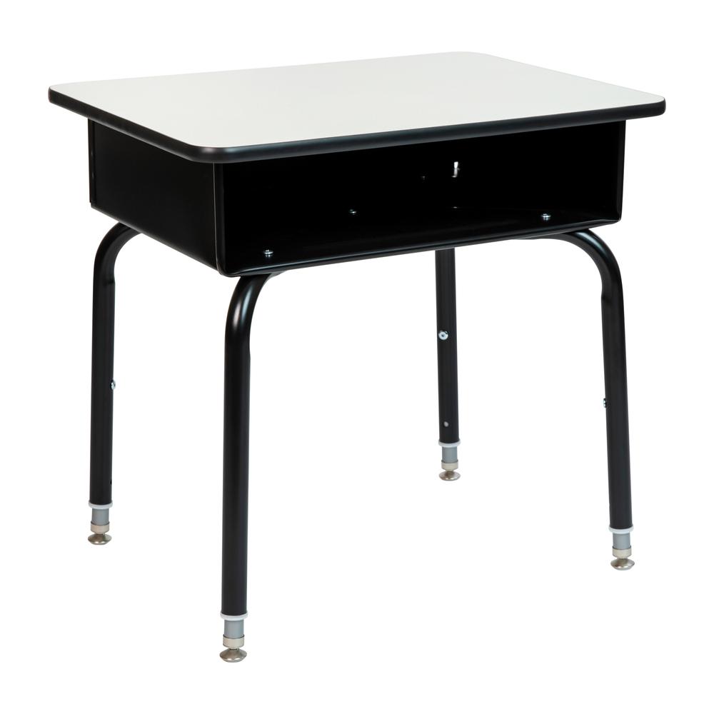 Student Desk with Open Front Metal Book Box - Gray - Flash Furniture