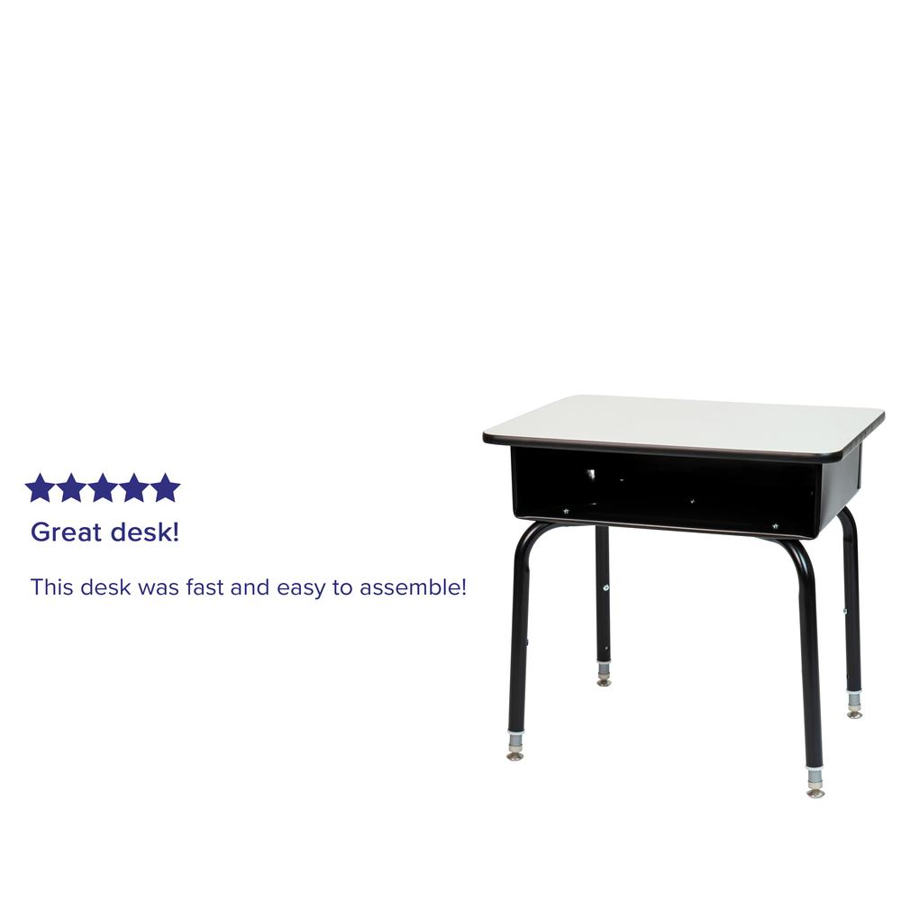 Student Desk with Open Front Metal Book Box - Gray - Flash Furniture