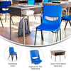 Desk with Open Front Metal Book Box, Gray Granite Desktop,  Navy Stack Chair - Flash Furniture