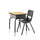 Desk with Open Front Metal Book Box, Natural Desktop, Black Stack Chair - Flash Furniture