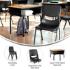 Desk with Open Front Metal Book Box, Natural Desktop, Black Stack Chair - Flash Furniture