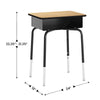 Desk with Open Front Metal Book Box, Natural Desktop, Black Stack Chair - Flash Furniture