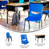 Desk with Open Front Metal Book Box, Natural Desktop, Navy Stack Chair - Flash Furniture