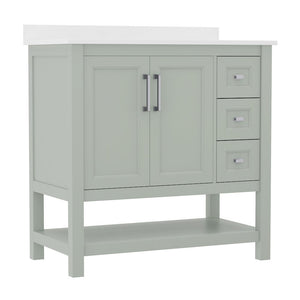 36in Bathroom Vanity with Storage Drawers and Sink Combo, Sage Frame - Flash Furniture