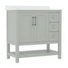 36in Bathroom Vanity with Storage Drawers and Sink Combo, Sage Frame - Flash Furniture