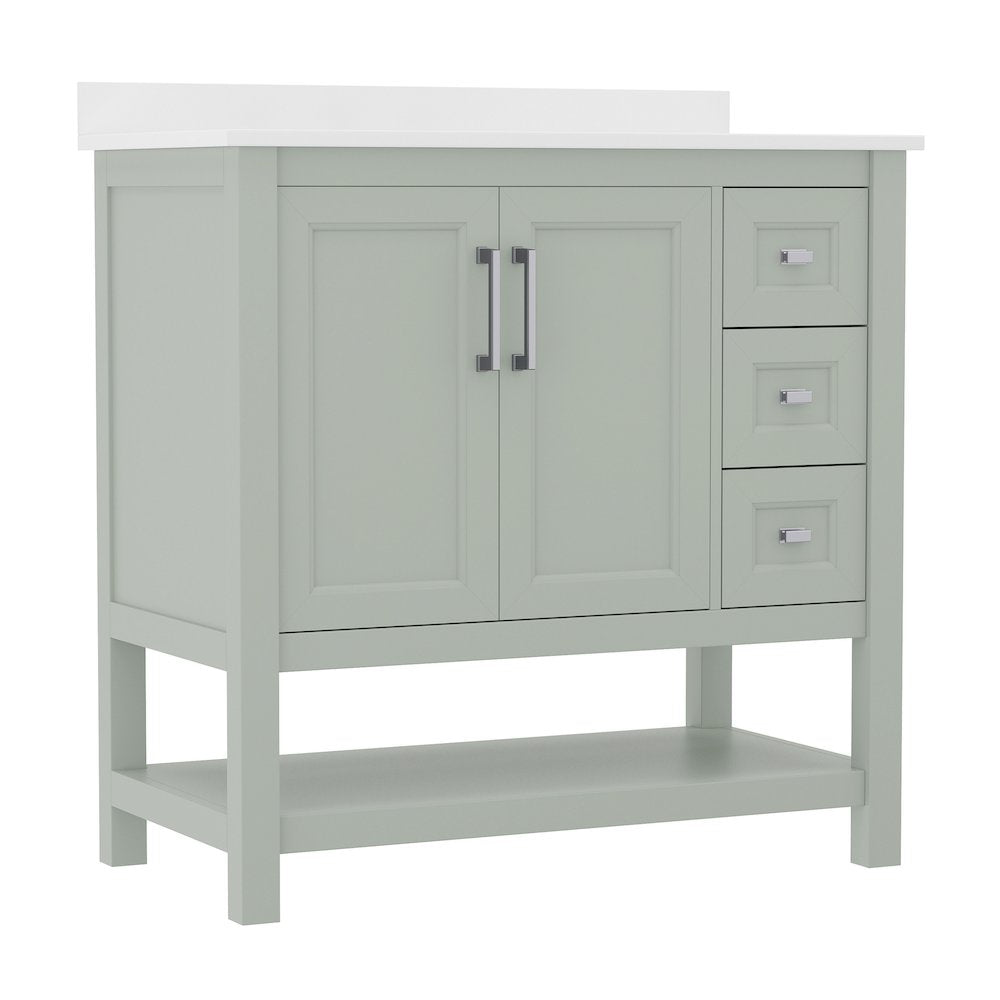 36in Bathroom Vanity with Storage Drawers and Sink Combo, Sage Frame - Flash Furniture