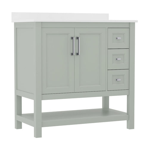 36in Bathroom Vanity with Storage Drawers and Sink Combo, Sage Frame - Flash Furniture