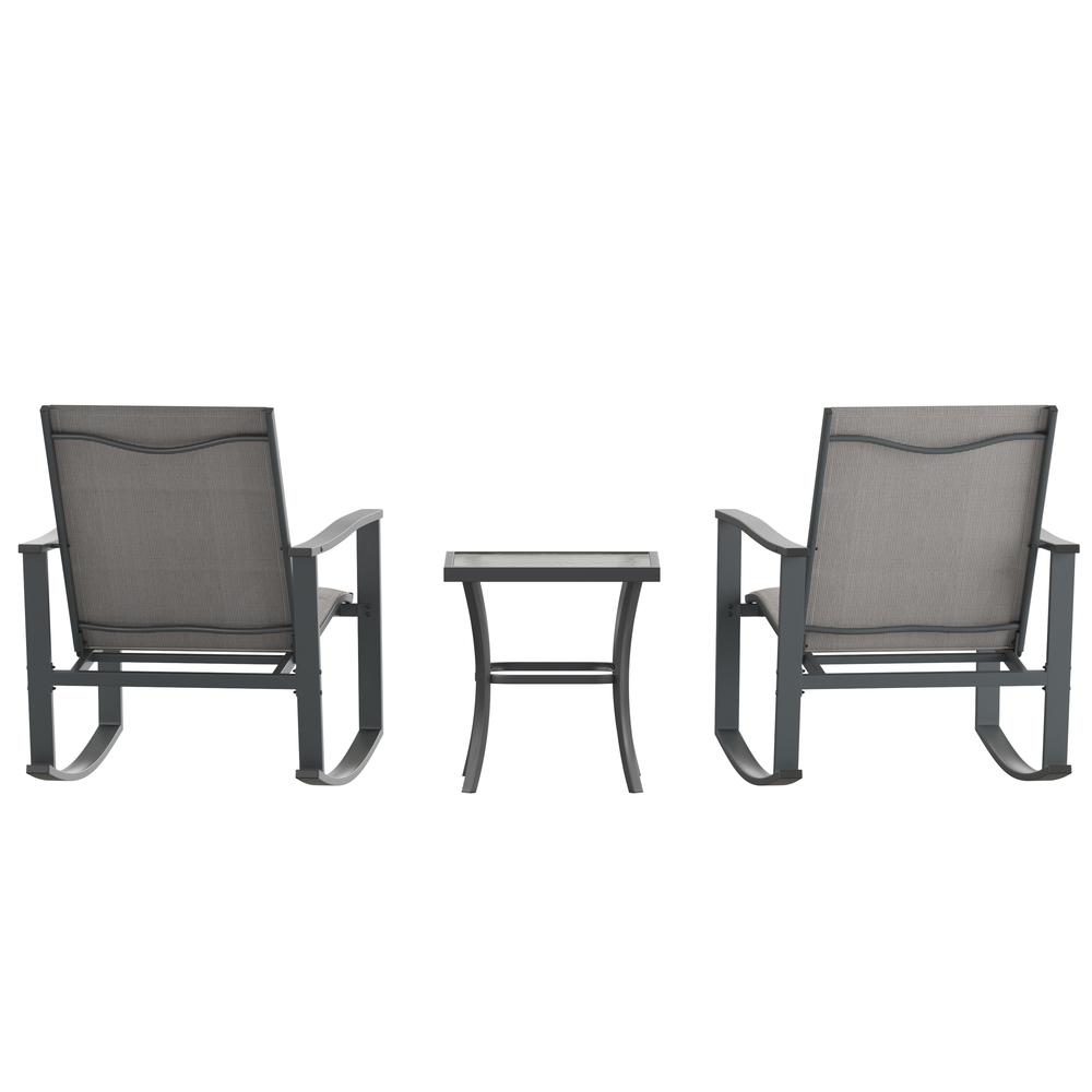 Modern 3 Piece Outdoor Rocking Chairs and Table Set - Flash Furniture