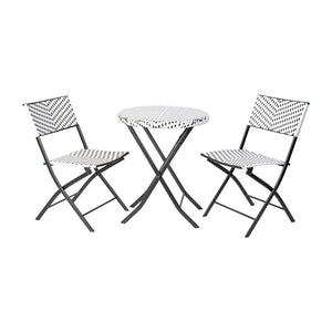 Modern 3 Piece Folding French Bistro Table and Chairs Set - Flash Furniture