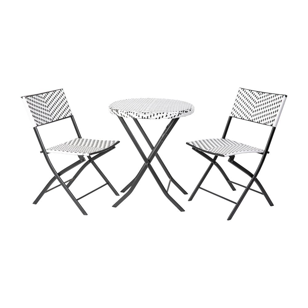 Modern 3 Piece Folding French Bistro Table and Chairs Set - Flash Furniture