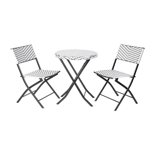 Modern 3 Piece Folding French Bistro Table and Chairs Set - Flash Furniture