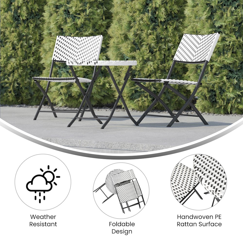 Modern 3 Piece Folding French Bistro Table and Chairs Set - Flash Furniture