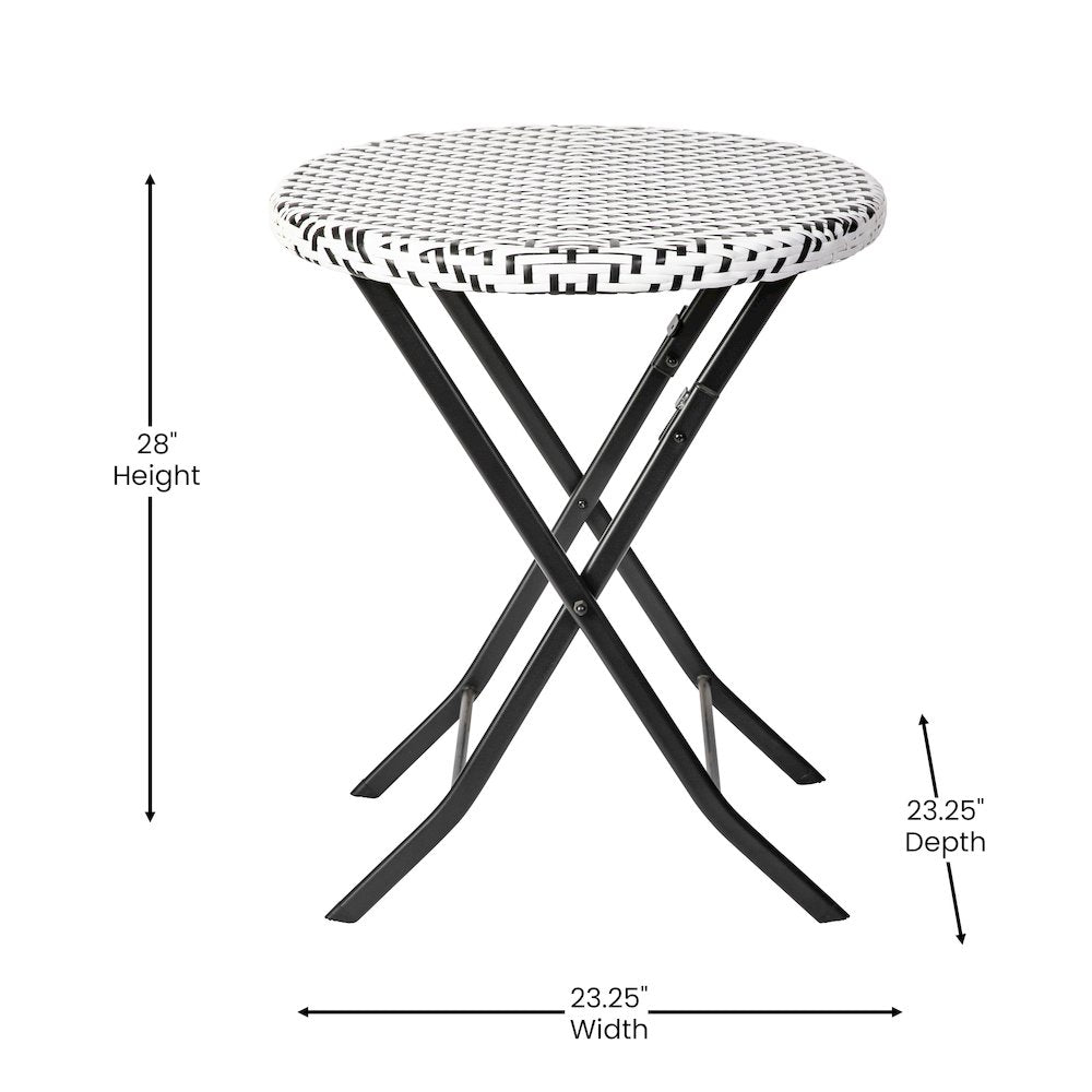 Modern 3 Piece Folding French Bistro Table and Chairs Set - Flash Furniture