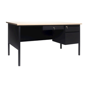 Contemporary 30x60 Commercial Grade Single Pedestal Desk with Drawers, White Oak - Flash Furniture