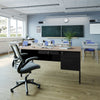 Contemporary 30x60 Commercial Grade Single Pedestal Desk with Drawers, White Oak - Flash Furniture