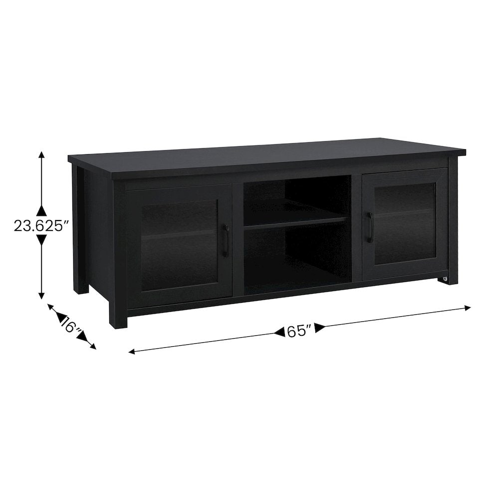 65'' Entertainment Center with Storage Cabinets for up to 80'' TV's, Black - Flash Furniture