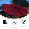 9 FT Round Umbrella with 32 Solar LED Lights and Crank, Red - Flash Furniture