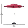9 FT Round Umbrella with 32 Solar LED Lights and Crank, Red - Flash Furniture