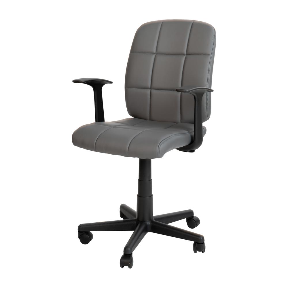 Mid-Back Gray Quilted Vinyl Swivel Task Office Chair with Arms - Flash Furniture