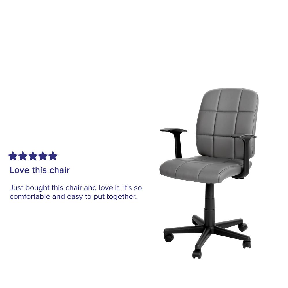 Mid-Back Gray Quilted Vinyl Swivel Task Office Chair with Arms - Flash Furniture