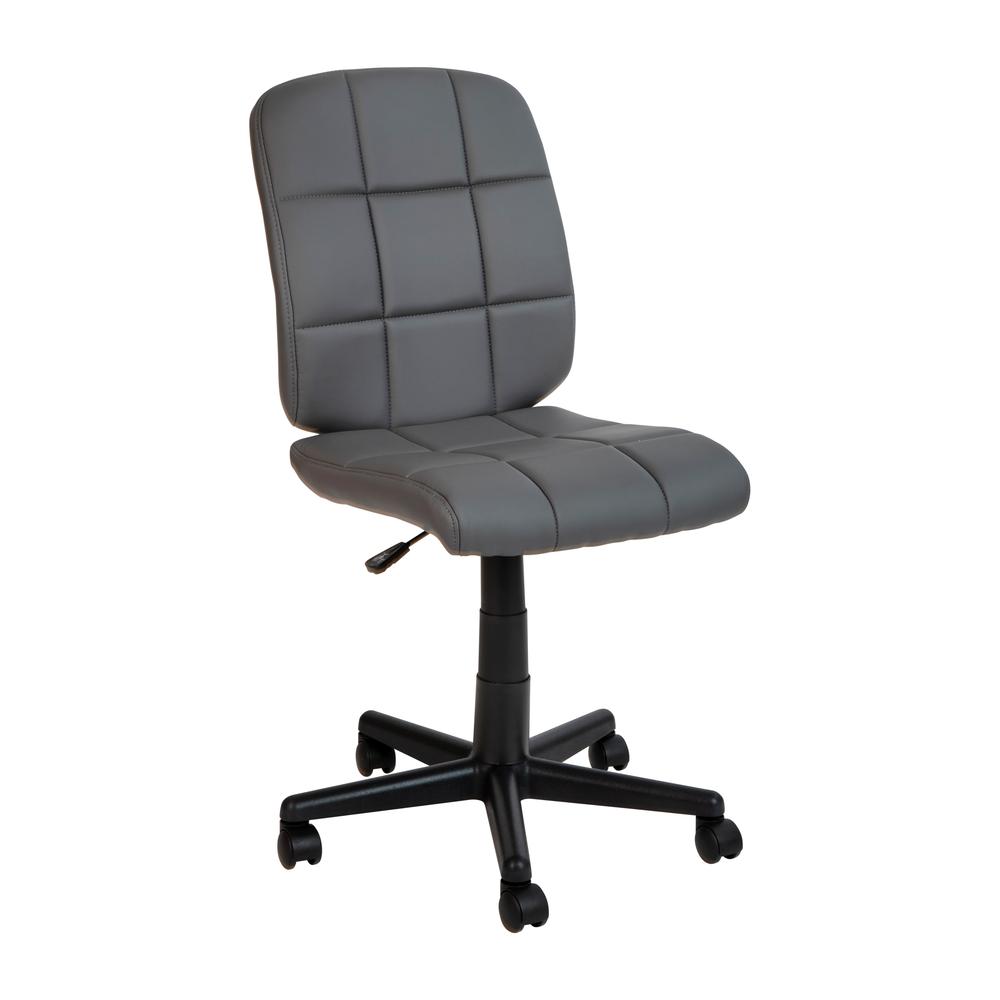Mid-Back Gray Quilted Vinyl Swivel Task Office Chair - Flash Furniture