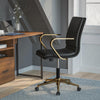 Mid-Back Designer Executive Office Chair with Brushed Gold Base and Arms, Black - Flash Furniture