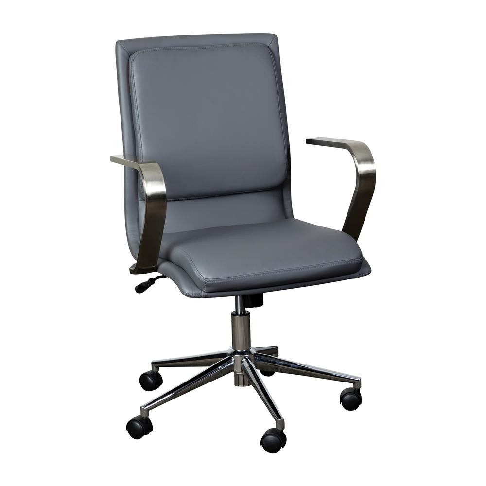 Mid-Back Designer Executive Office Chair with Brushed Chrome Base and Arms, Gray - Flash Furniture